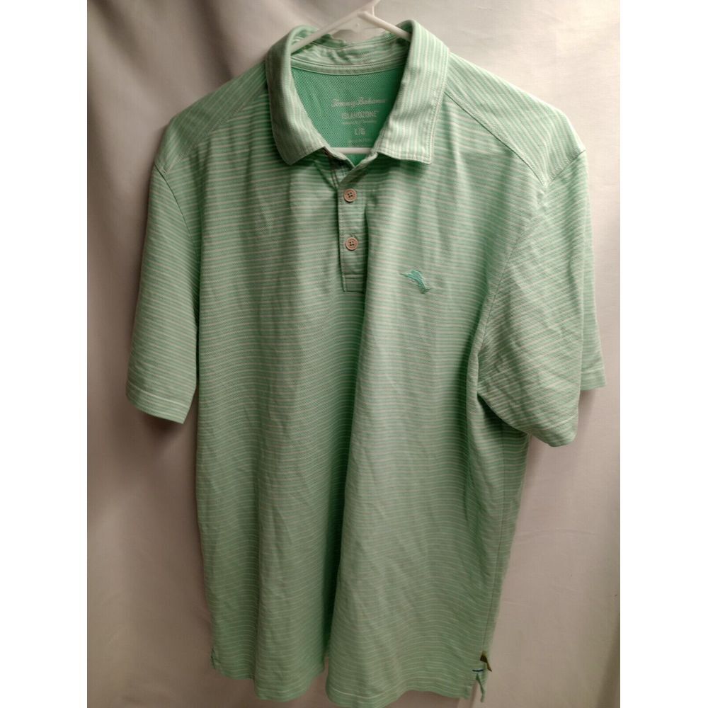 Tommy Bahama Polo Shirt Mens L Green Island Zone Preppy‎ Golf Workwear Traveler